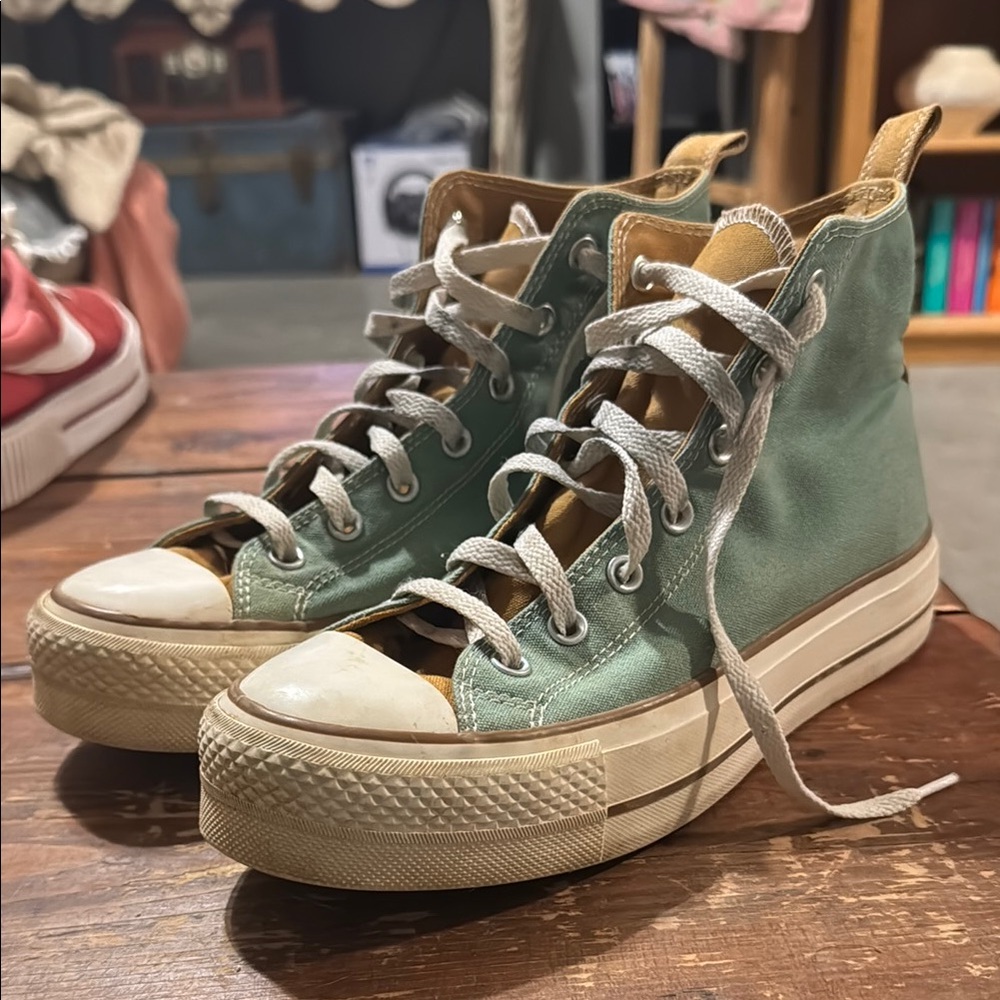 Green High-Top Converse Sneakers